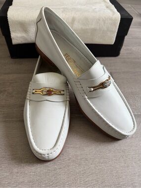 Men White Loafers With Gold Buckle Gucci Web Strap Driving Mens